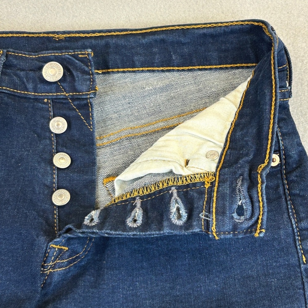 Levi's 501 Jeans Mens 28x34 (Fits 27x31) Blue Dark Wash Straight Leg Button Fly - Picture 4 of 11